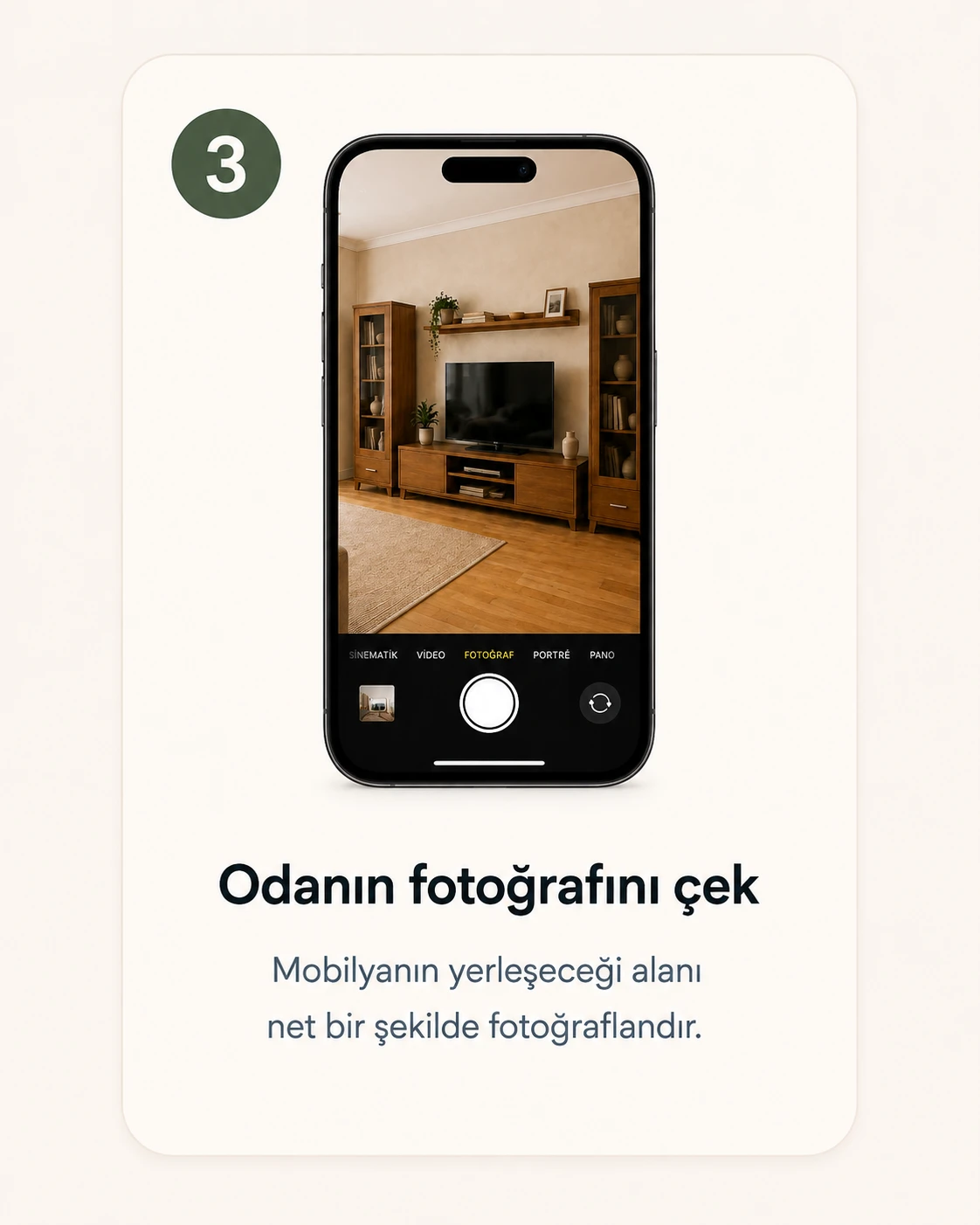 3. Alanının fotoğrafını çek. Mobilyanın yerleşeceği alanı net şekilde fotoğraflandır.