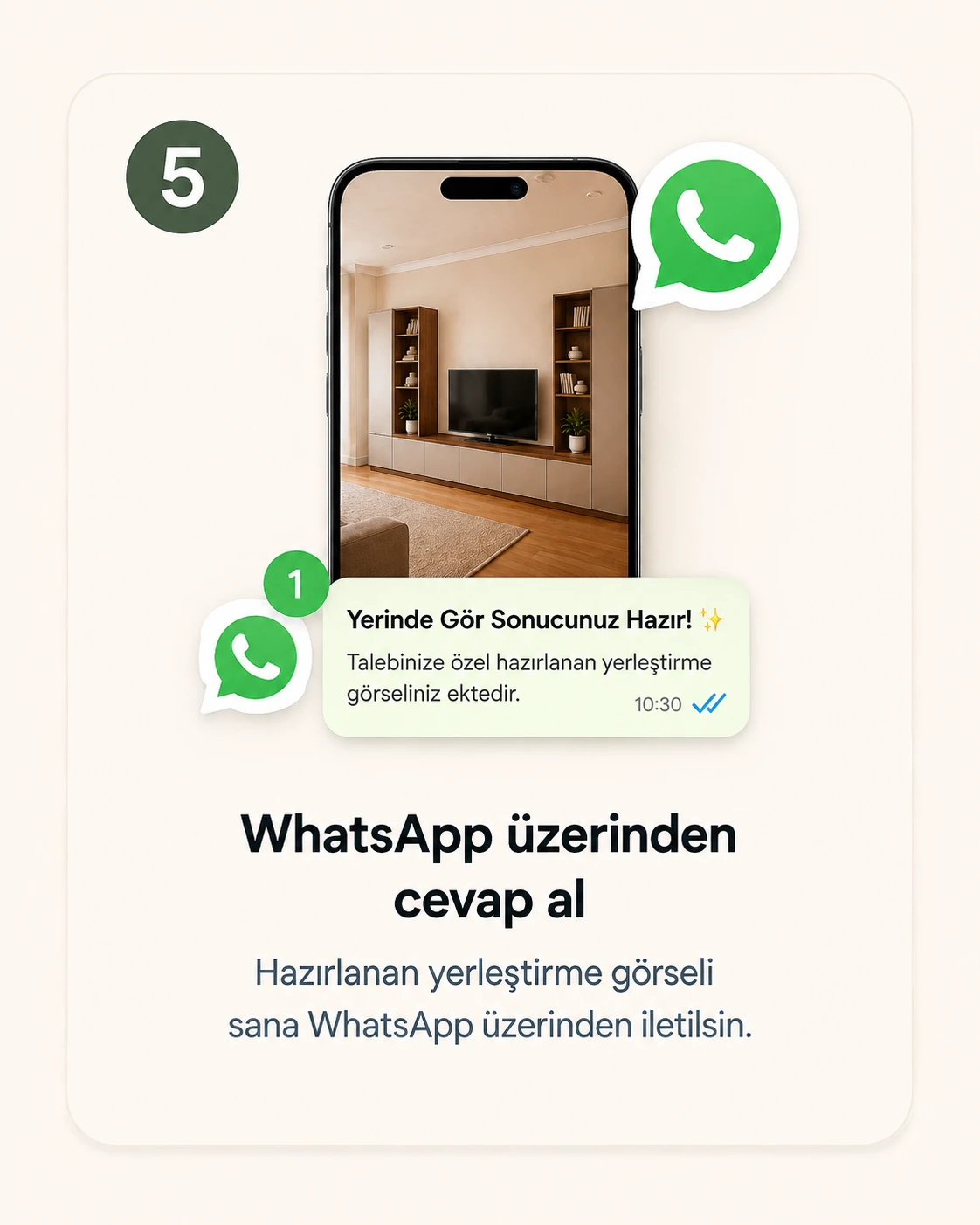 5. Odanda gör. Hazırlanan yerleştirme görselini teslim al.